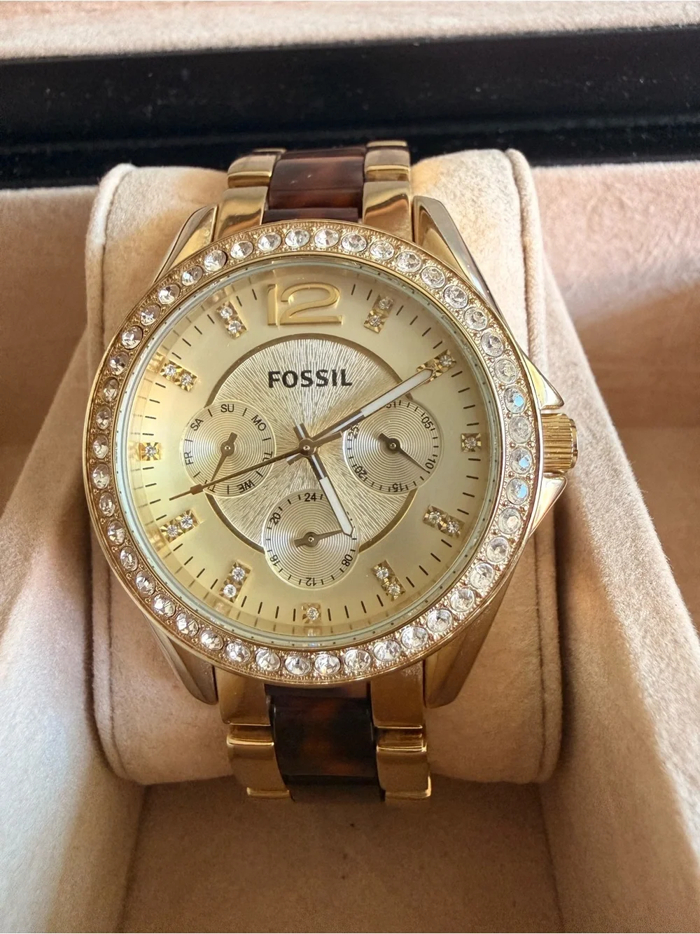 Fossil Gold and Brown Crystal-Accent Women's Watch